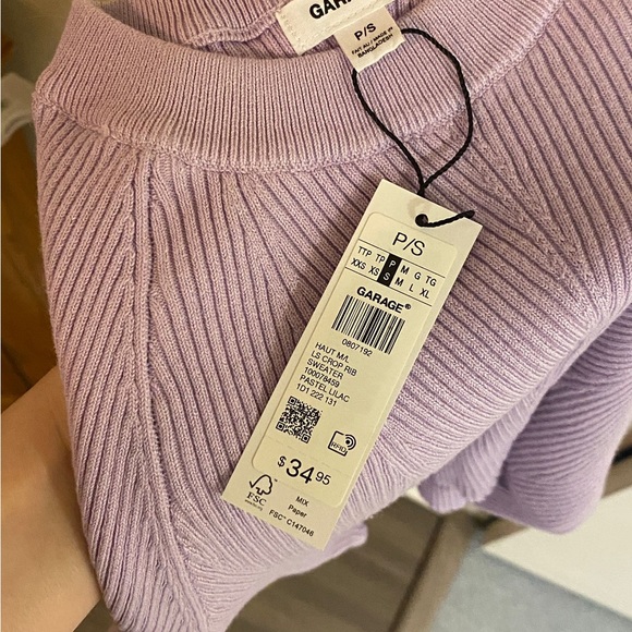 Garage Cropped Rib-knit Long Sleeve Top - Picture 3 of 3